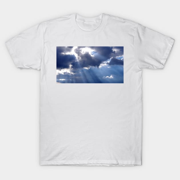 Sunburst and storm clouds T-Shirt by srosu